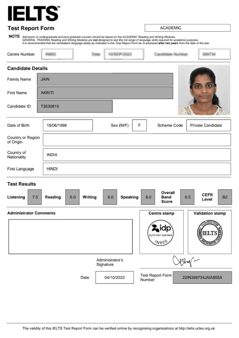 Akriti Jain  6.5 Bands
